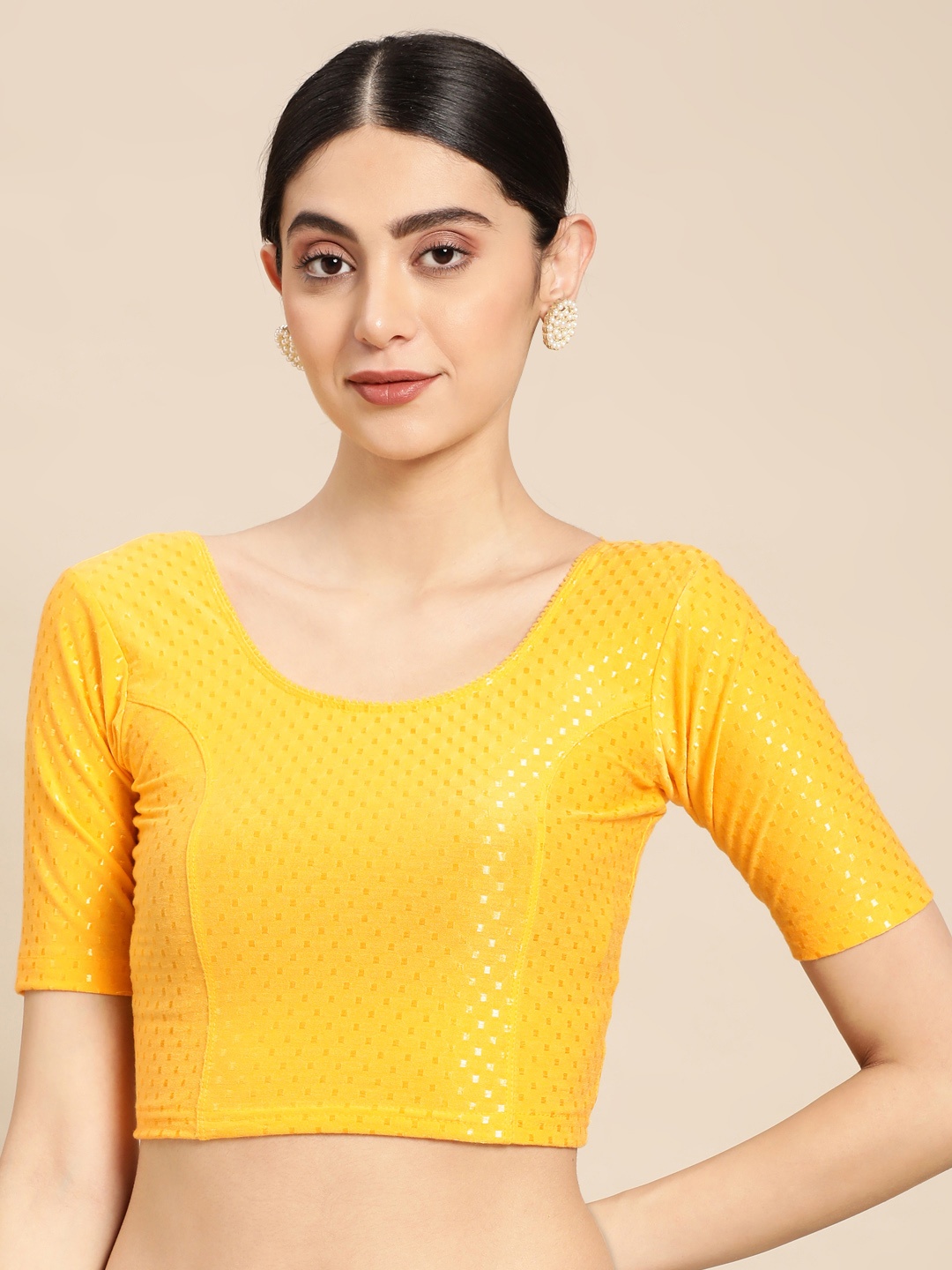 

VASTRANAND Woven Design Stretchable Saree Blouse, Yellow