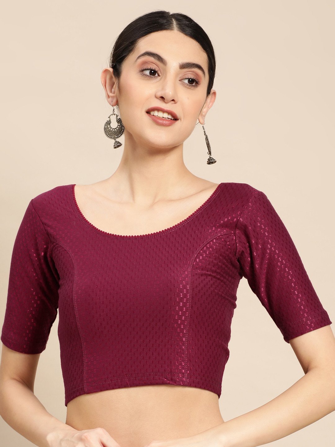 

VASTRANAND Woven Design Stretchable Saree Blouse, Burgundy