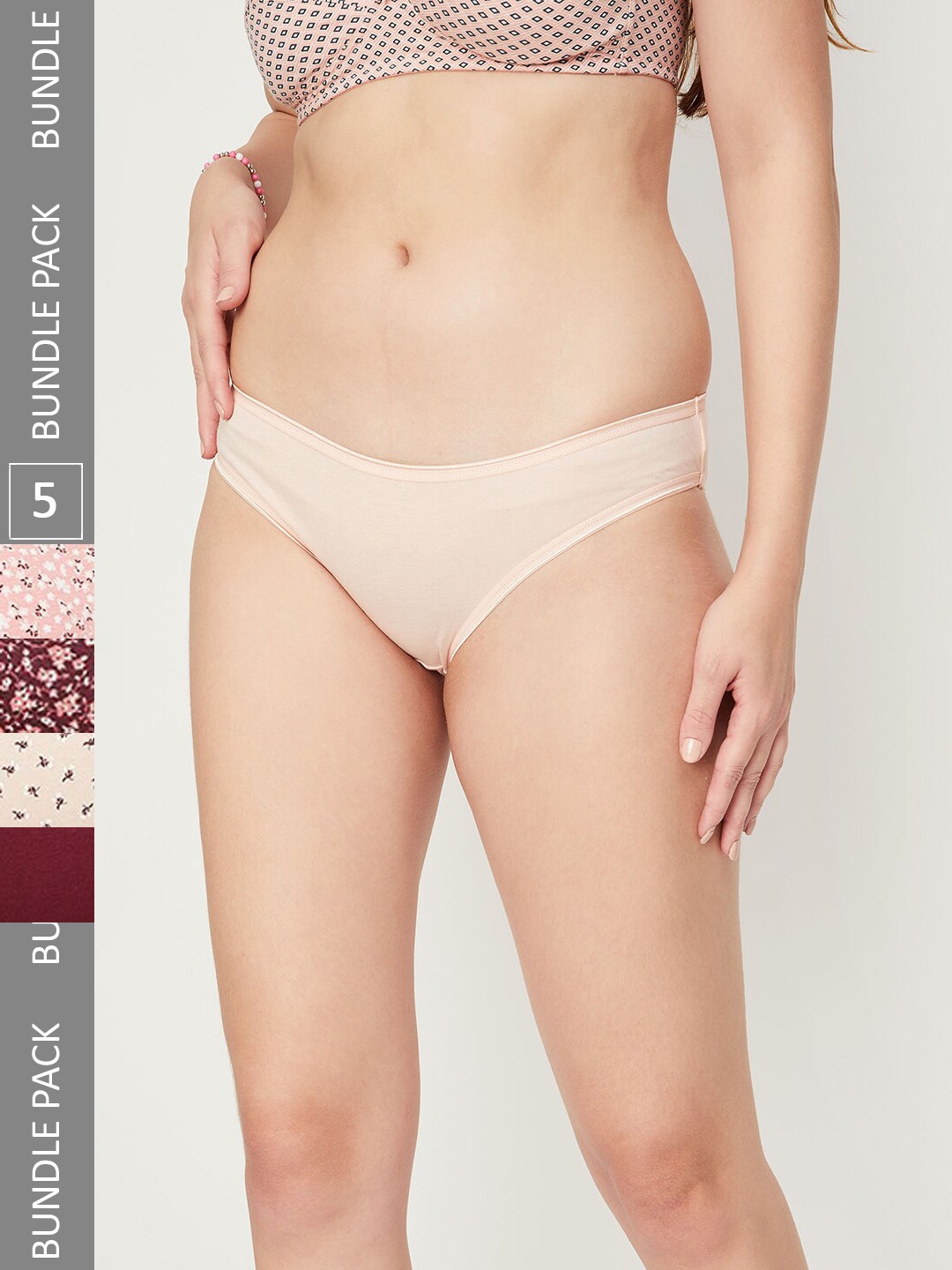

max Women Pack Of 5 Cotton Anti-Bacterial Bikini Briefs 1000011651688, Pink