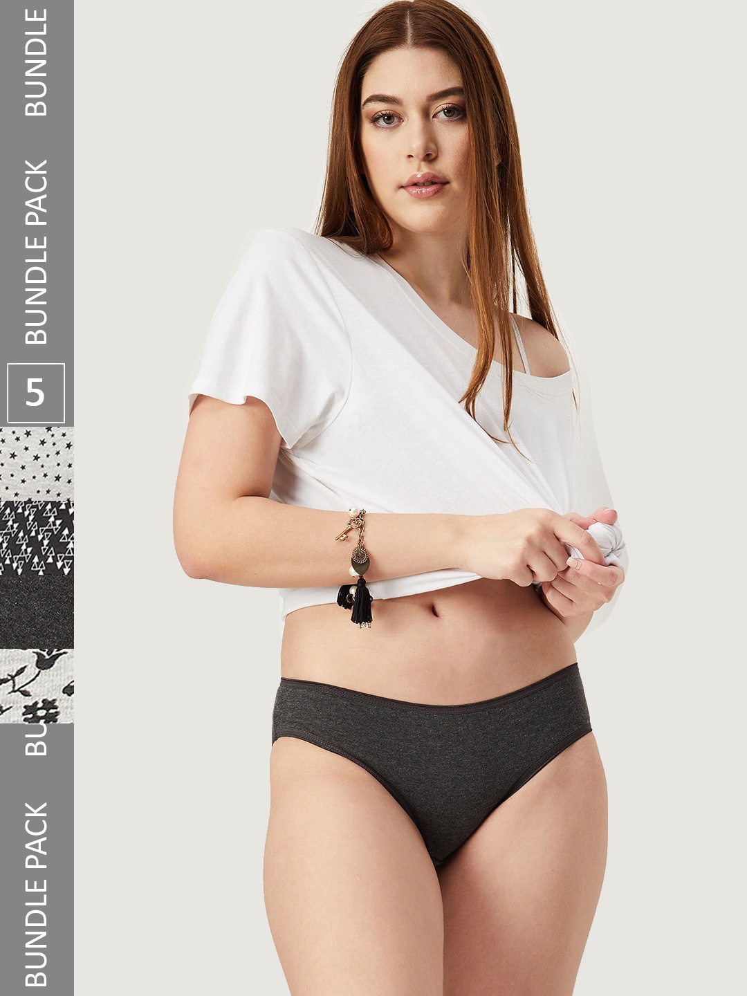 

max Women Pack Of 5 Cotton Anti-Bacterial Hipster Briefs 1000011651649, Black