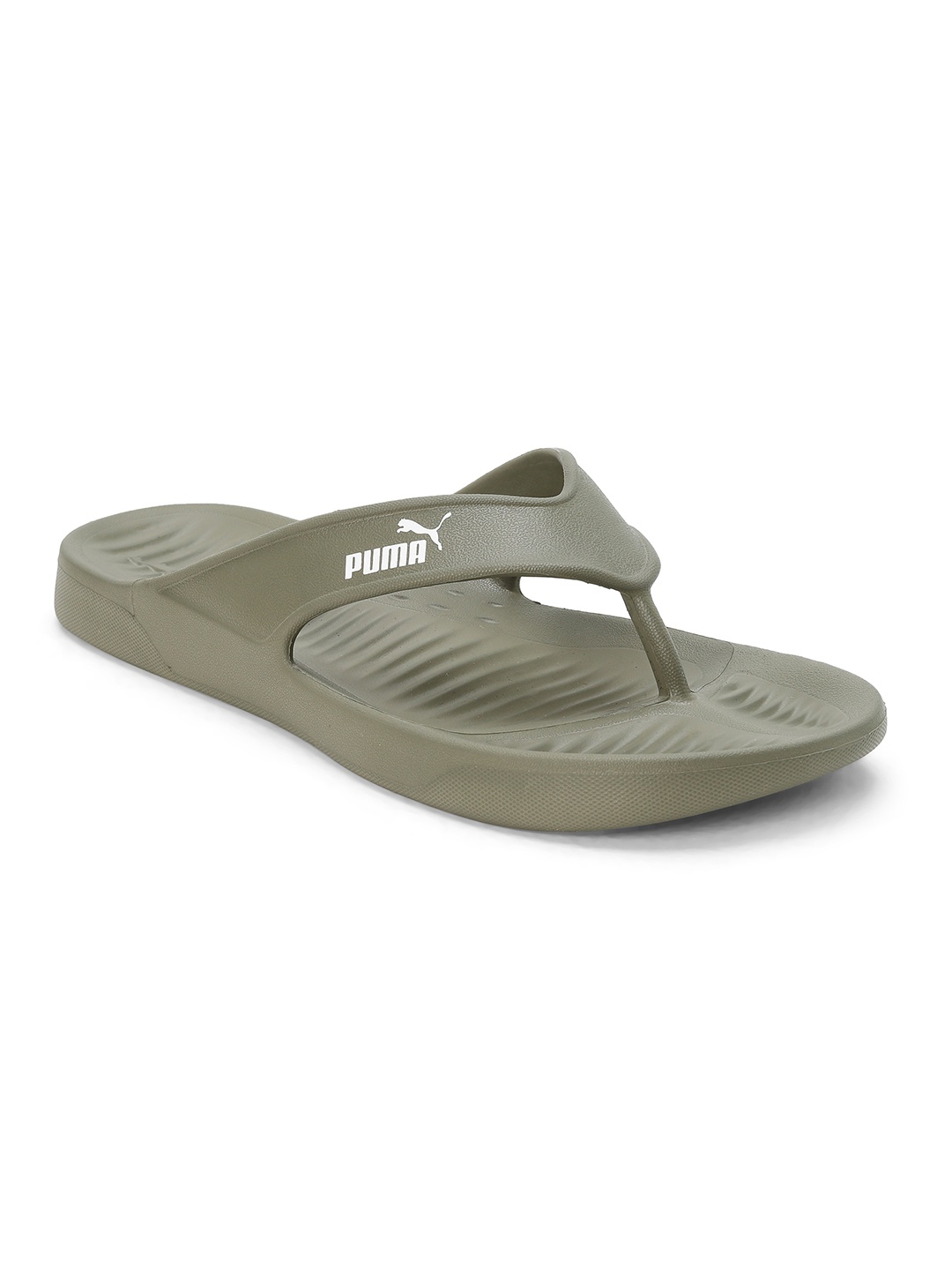 

Puma Aqua Brand Logo Printed Lightweight Thong Flip Flops, Olive