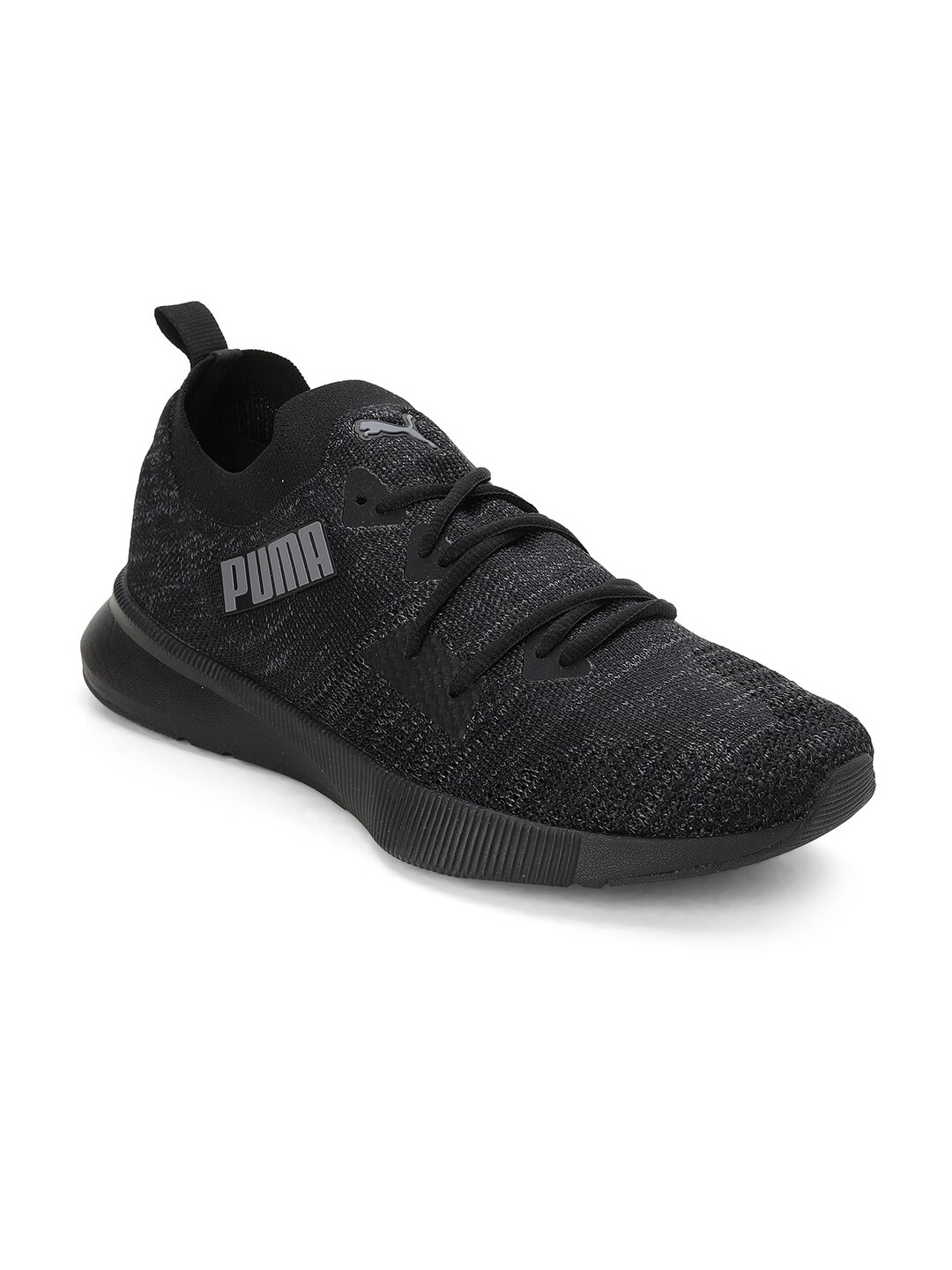 

Puma Men Textured Flyer Runner Engineered Knit Textile Sports Shoes, Black