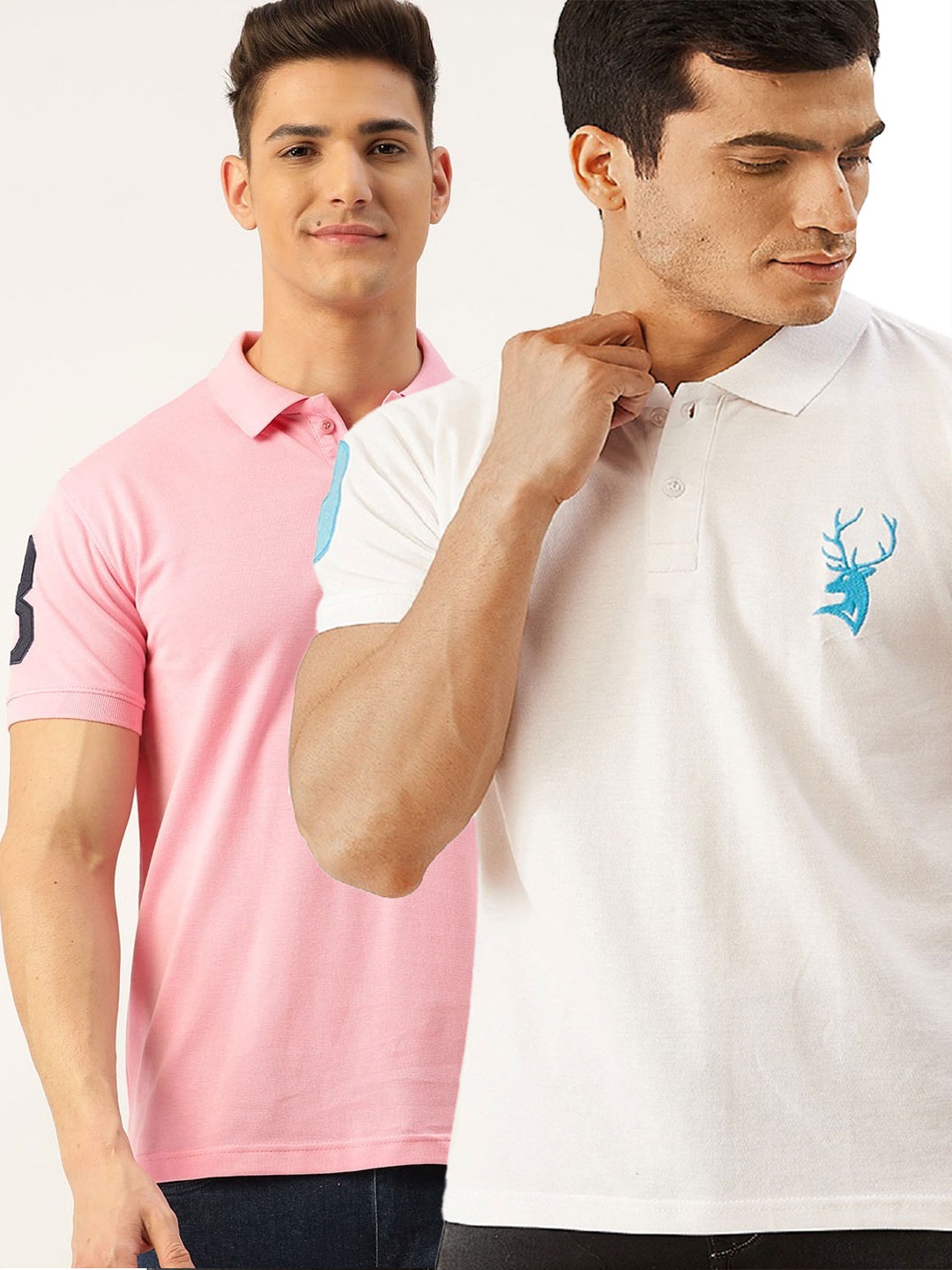

PORTBLAIR Men Pink 2 Polo Collar Slim Fit T-shirt