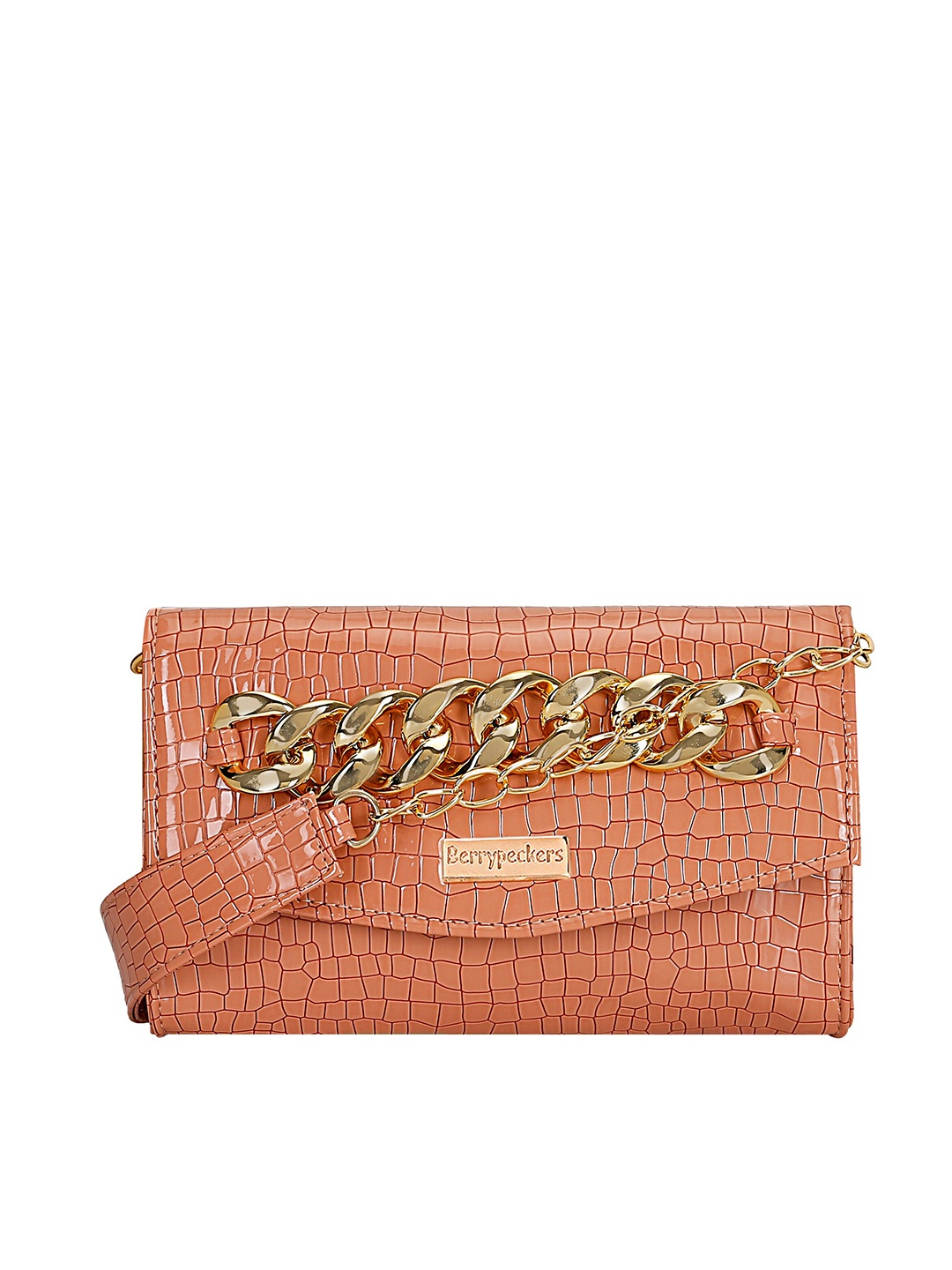 

Berrypeckers Animal Textured Envelope Shoulder Straps Clutch, Peach