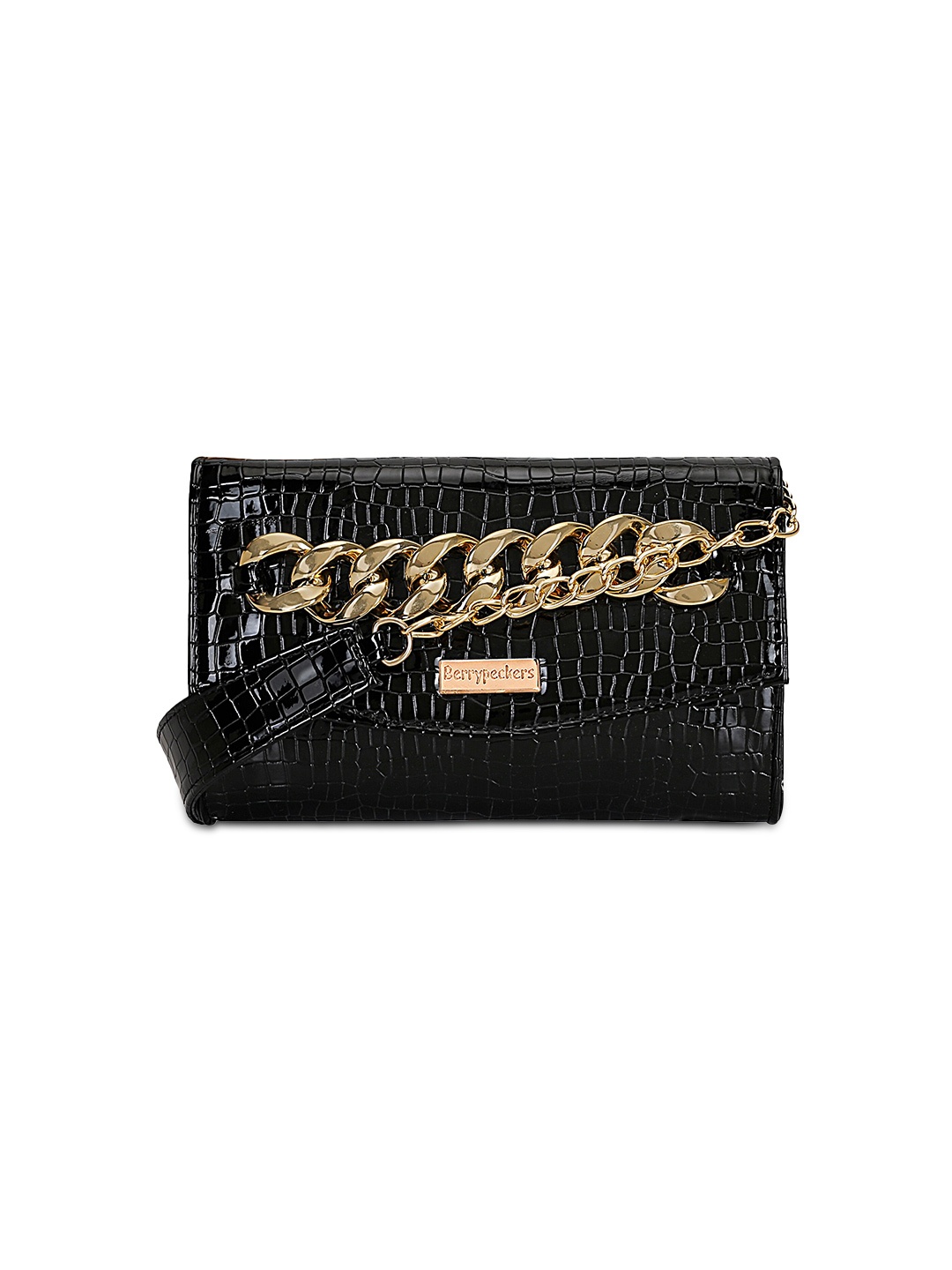

Berrypeckers Textured Buckle Detail Purse Clutch, Black