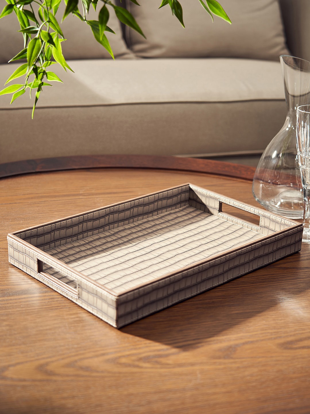 

Pure Home and Living Brown Croc Pattern Rectangle Wooden Tray