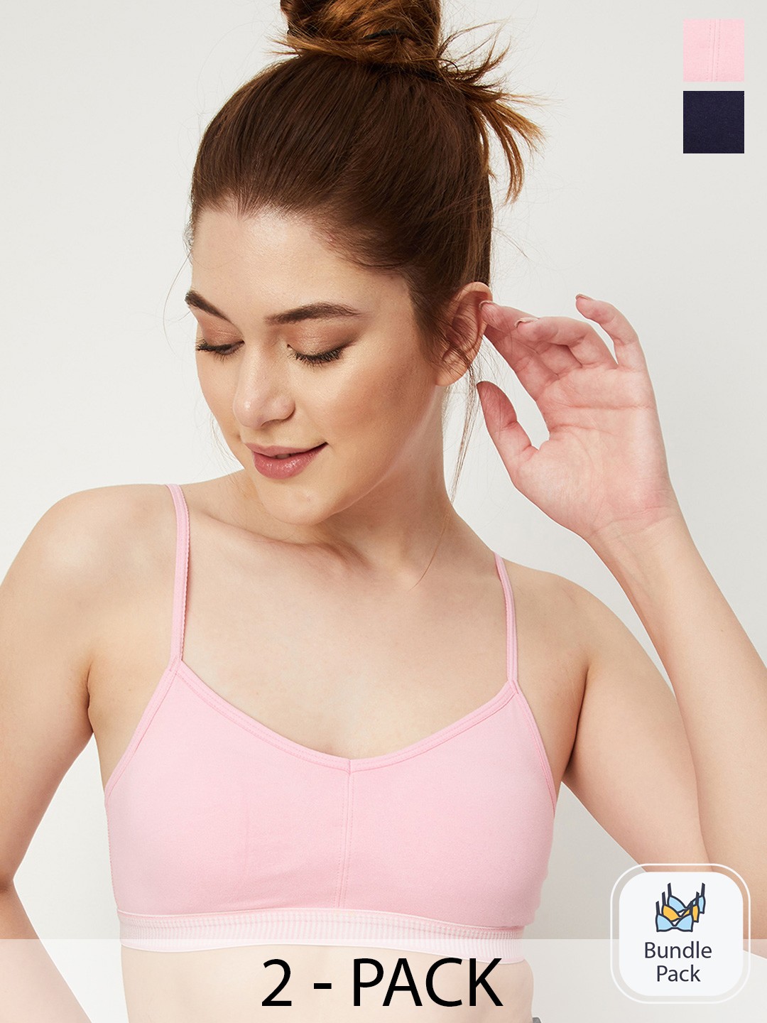 

max Pack Of 2 Lightly Padded Non-Wired Full Coverage Cotton Super Support Bra, Pink