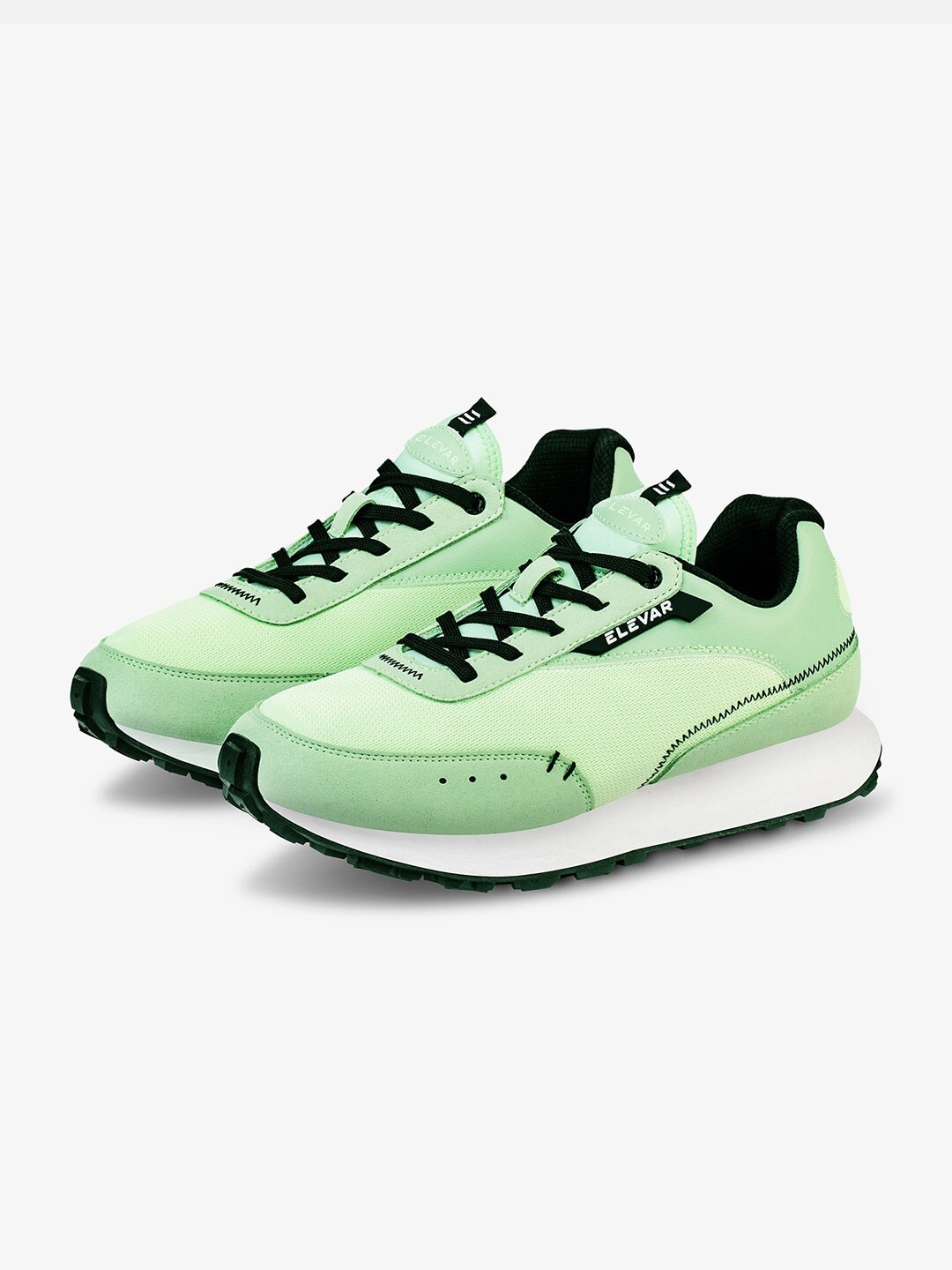 

ELEVAR Men Retrogaze Textured Mesh Contrast Sole Sneakers, Lime green