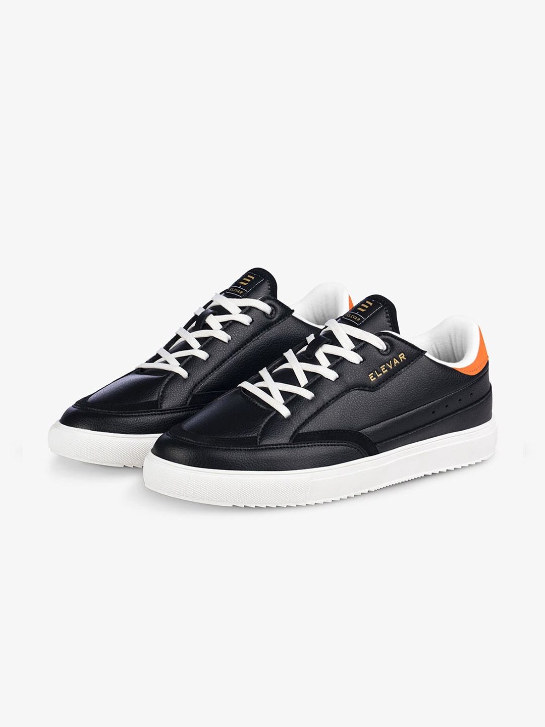 

ELEVAR Men Court Rise Padded Insole Contrast Sole Sneakers, Black