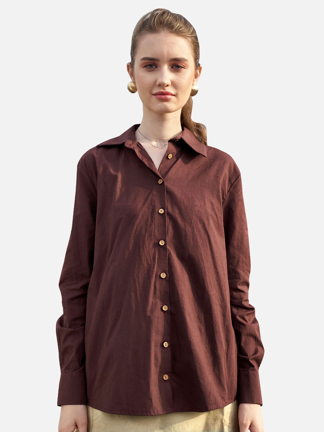 

NEOFAA Women Brown Casual Shirt