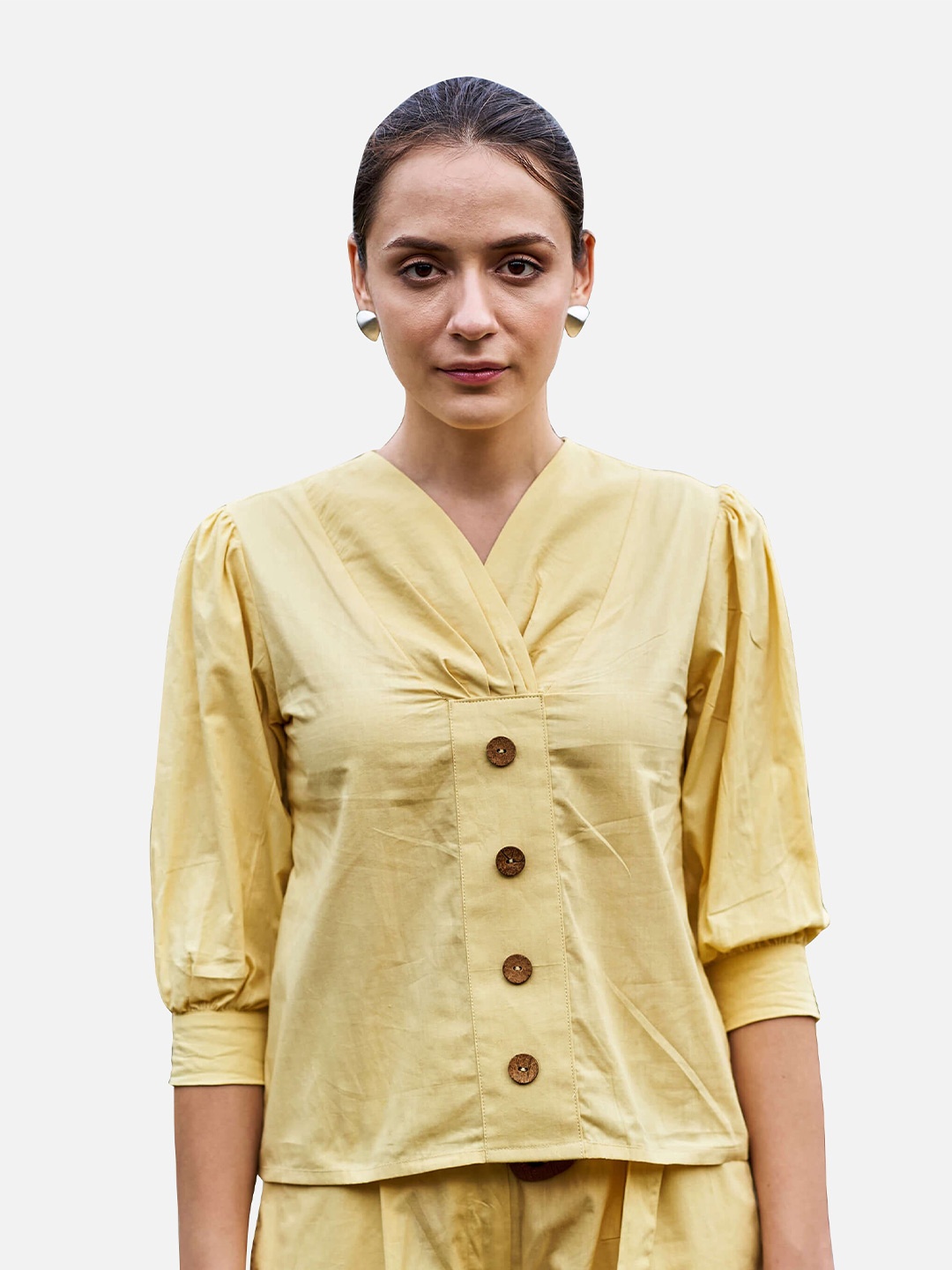 

NEOFAA Women Yellow Casual Shirt