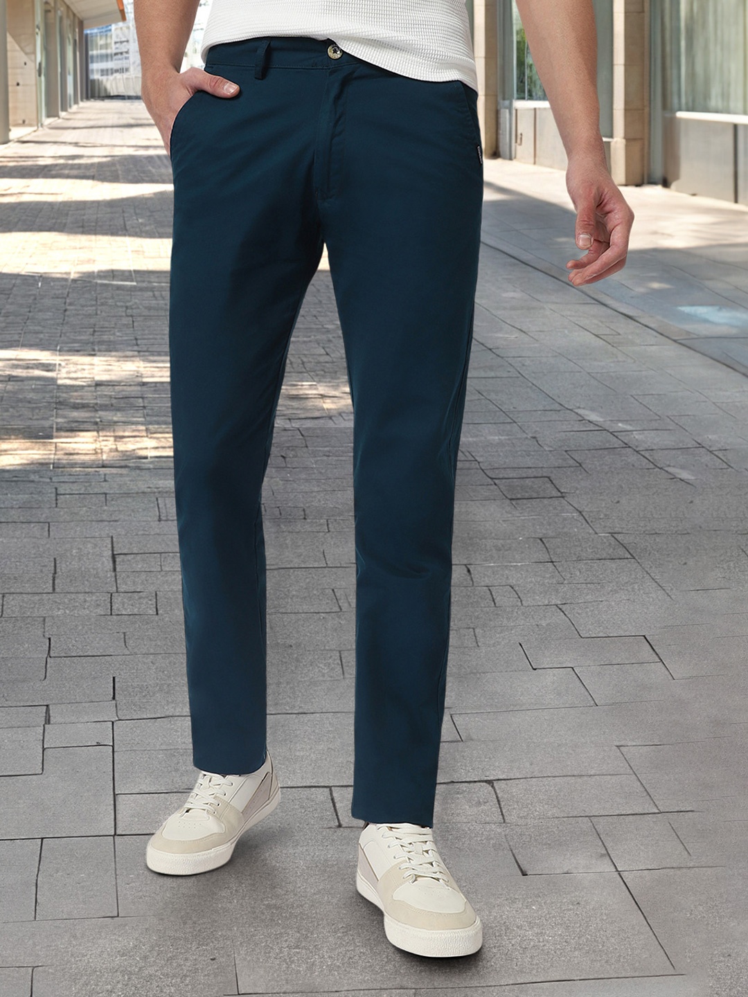 

Urbano Fashion Men Slim Fit Easy Wash Cotton Chinos, Teal