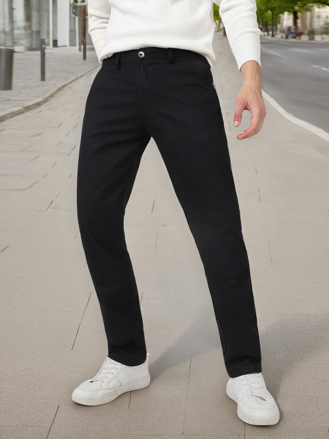 

Urbano Fashion Men Black Slim Fit Easy Wash Trousers