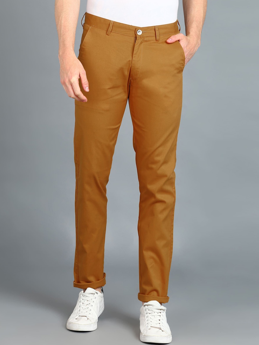 

Urbano Fashion Men Slim Fit Easy Wash Cotton Chinos, Brown