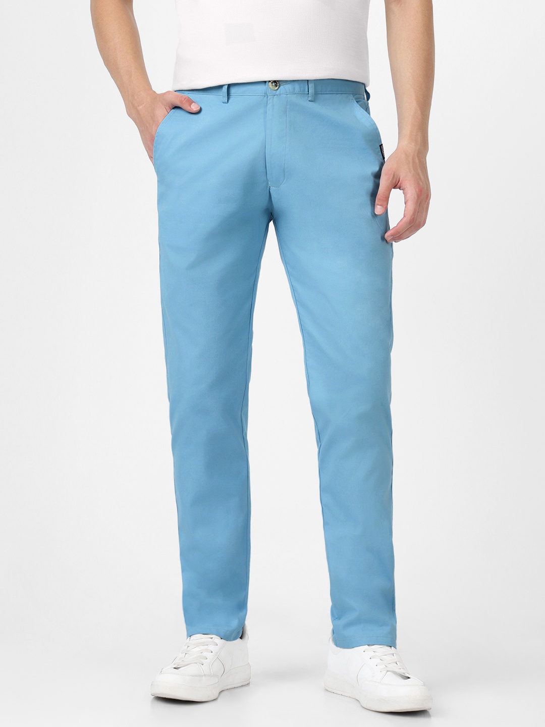 

Urbano Fashion Men Slim Fit Easy Wash Cotton Chinos, Blue