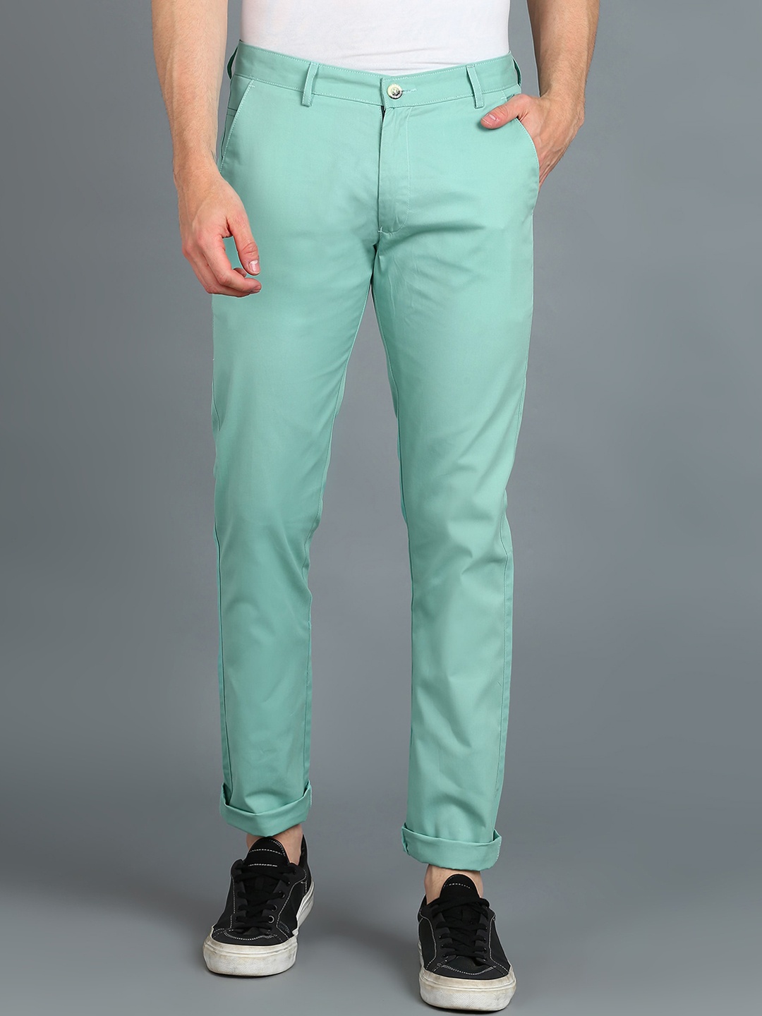 

Urbano Fashion Men Slim Fit Easy Wash Cotton Chinos, Sea green