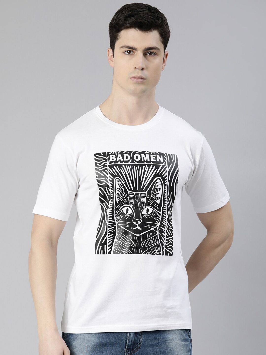 

recast Graphic Printed Pure Cotton Bio Finish T-shirt, White