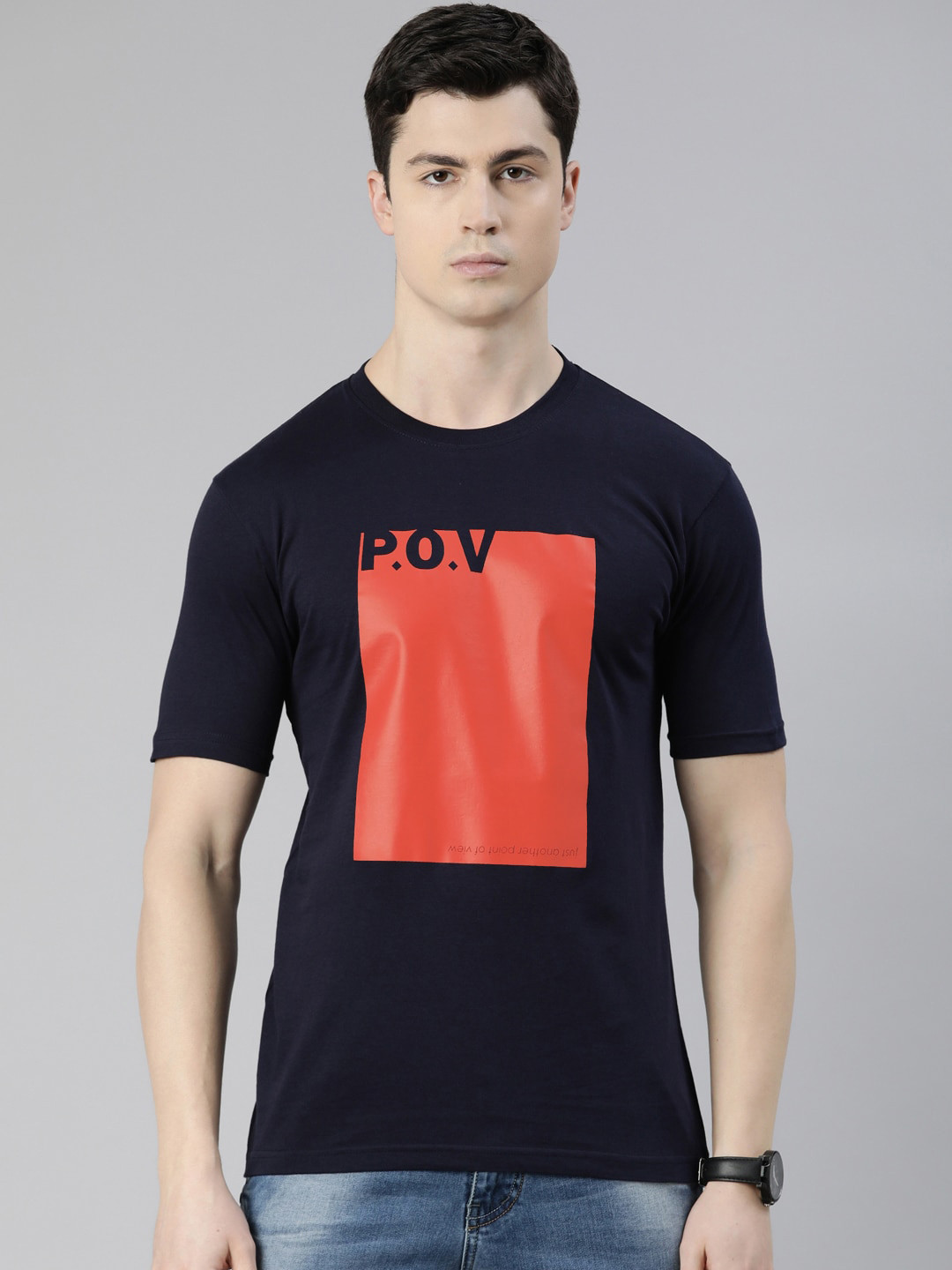 

recast Colourblocked Pure Cotton Bio Finish T-shirt, Navy blue