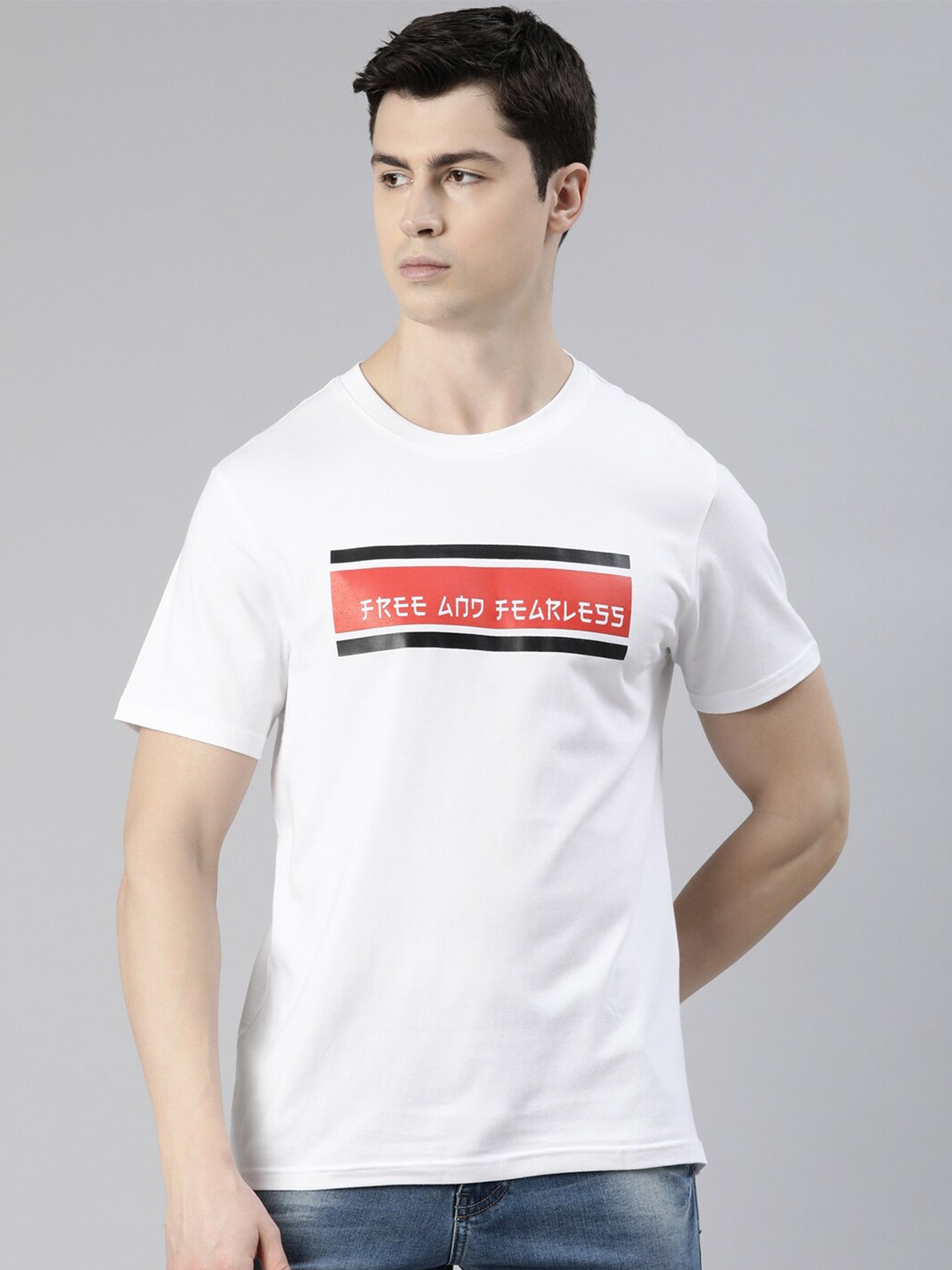 

recast Typography Printed Pure Cotton Bio Finish T-shirt, White