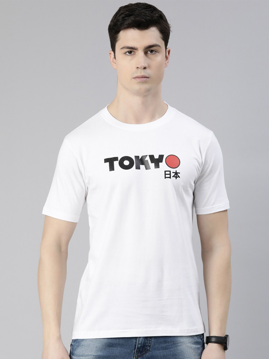 

recast Round Neck Typography Printed Regular Fit Pure Cotton Bio Finish T-shirt, White