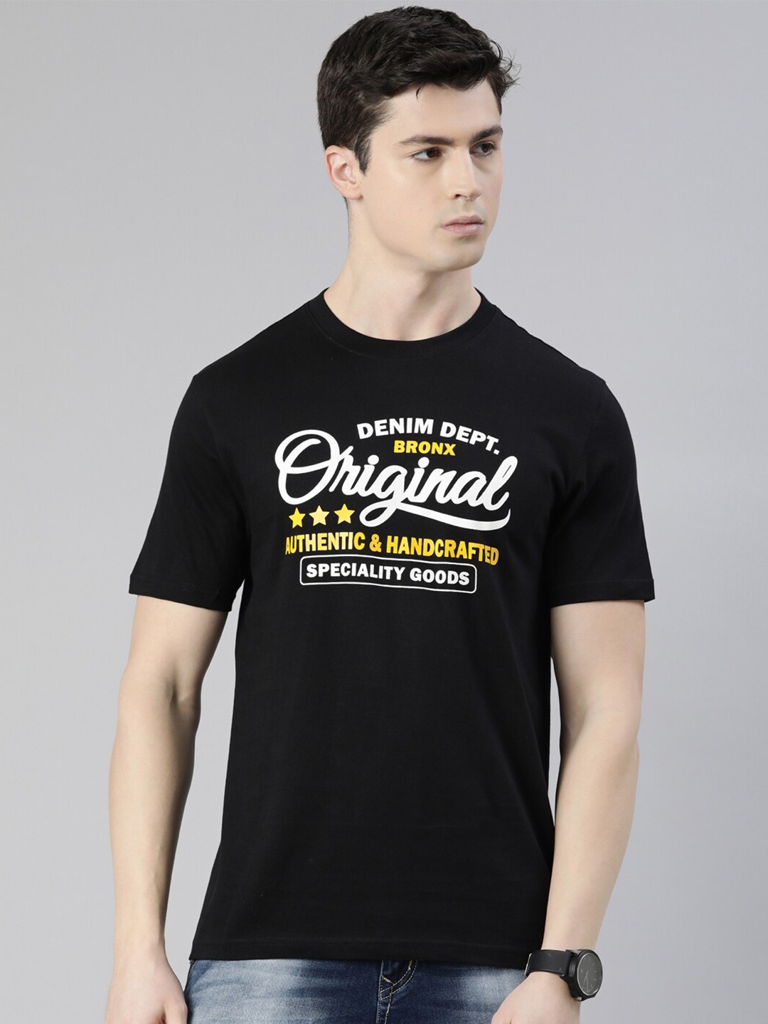 recast Typography Printed Pure Cotton Bio Finish T-shirt, Black