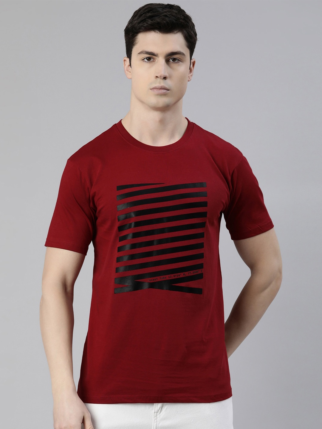 

recast Graphic Printed Pure Cotton Bio Finish T-shirt, Maroon