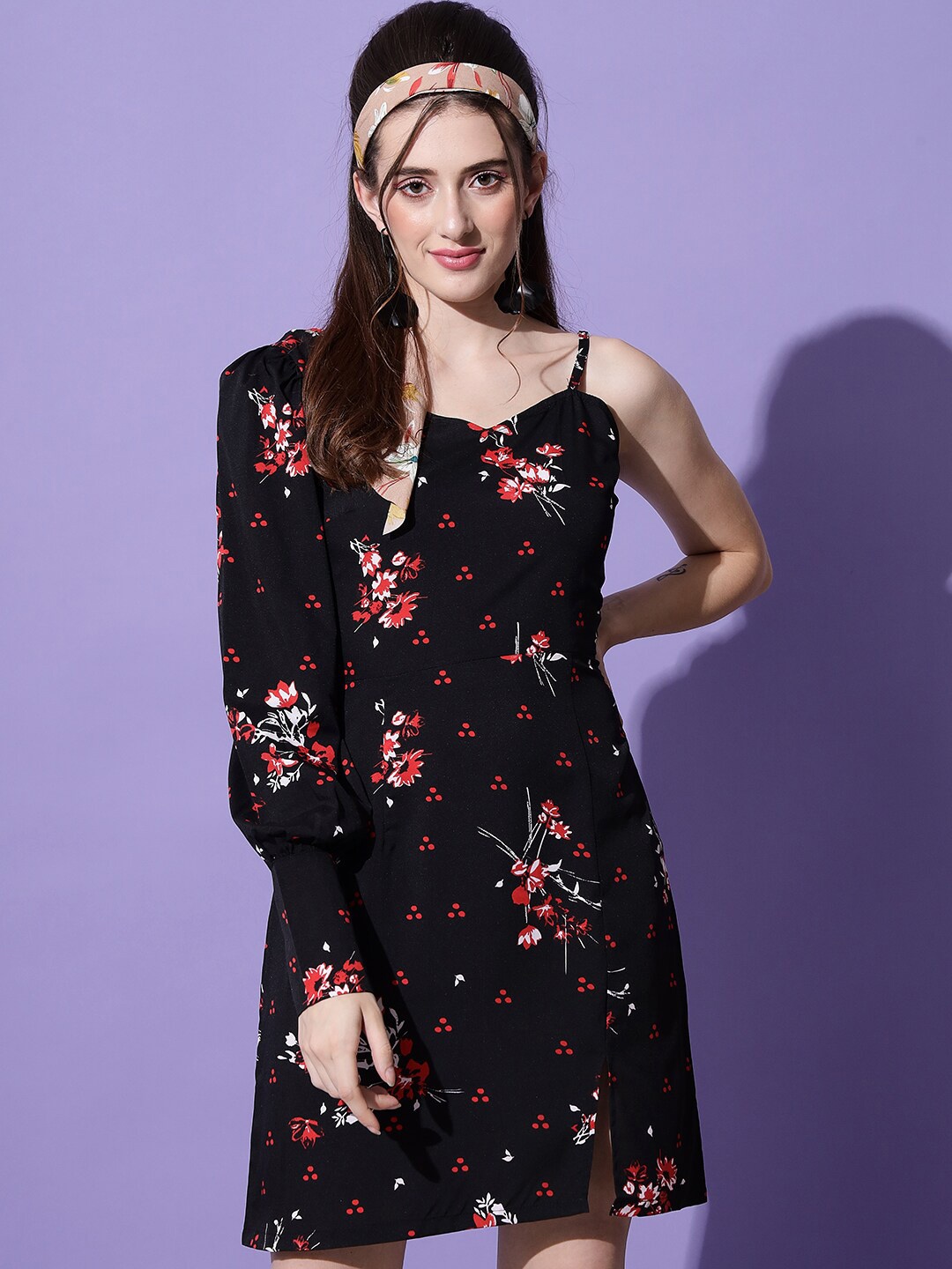 

emeros Floral Crepe Sheath Dress, Black