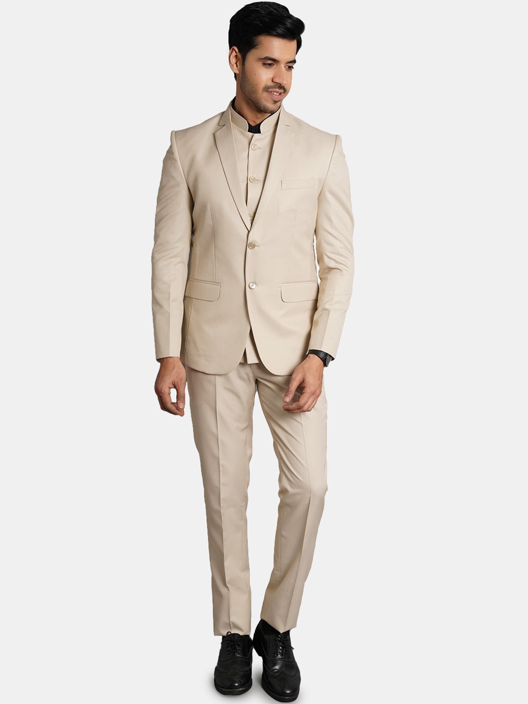 

Wintage Men 3-Piece Single-Breasted Casual Suits, Beige