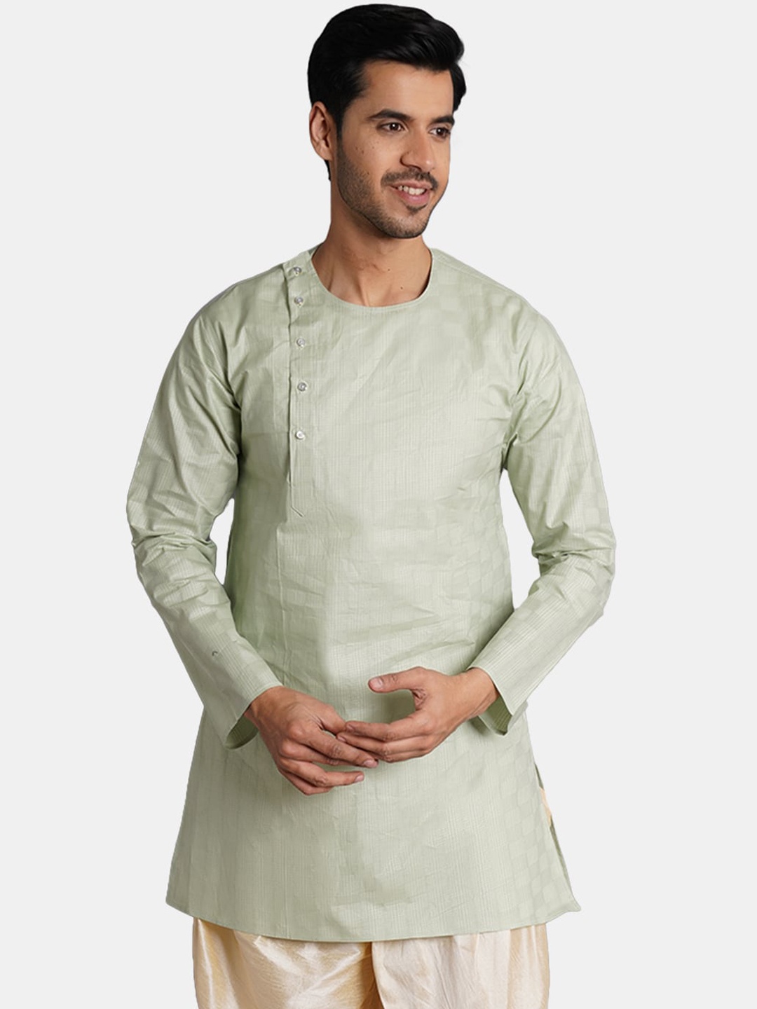 

Wintage Straight Angrakha Cotton Kurta, Green