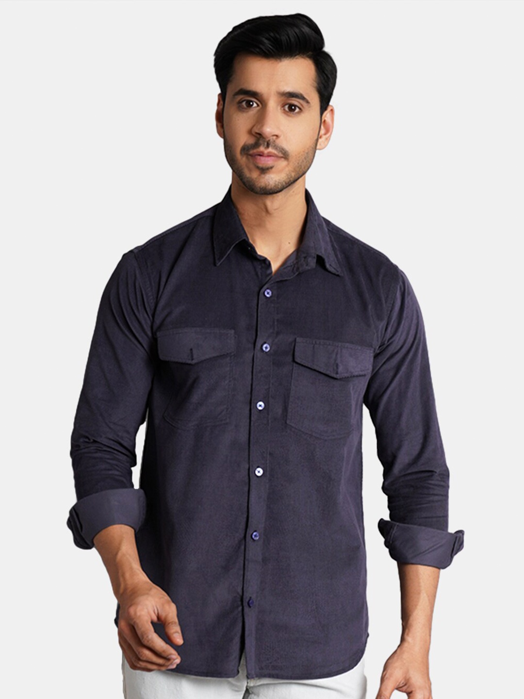 

Wintage Men Classic Casual Cotton Shirt, Grey