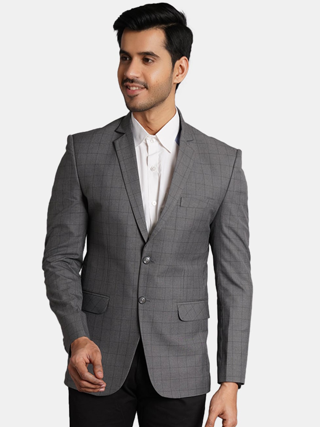 

Wintage Checked Regular Fit Single-Breasted Formal Blazer, Charcoal