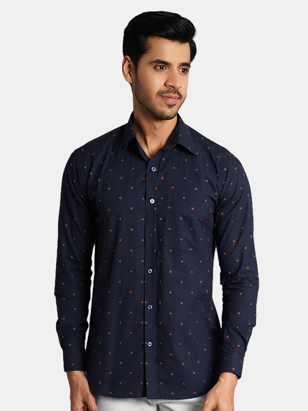 

Wintage Classic Micro Ditsy Printed Pure Cotton Casual Shirt, Blue