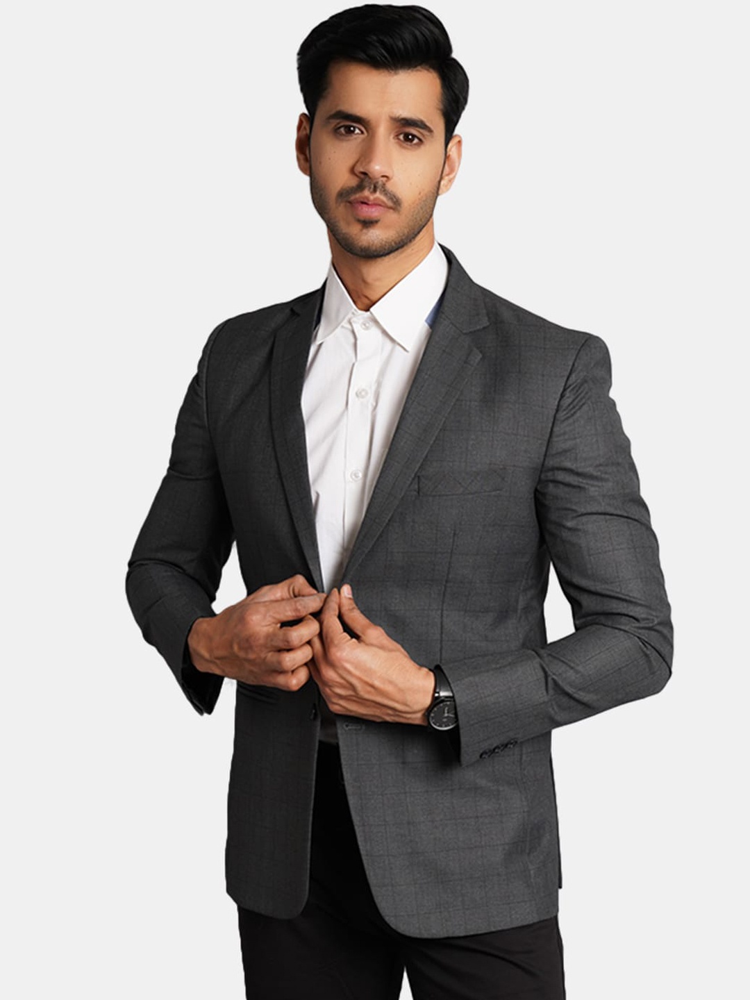

Wintage Checked Regular Fit Single-Breasted Formal Blazer, Charcoal