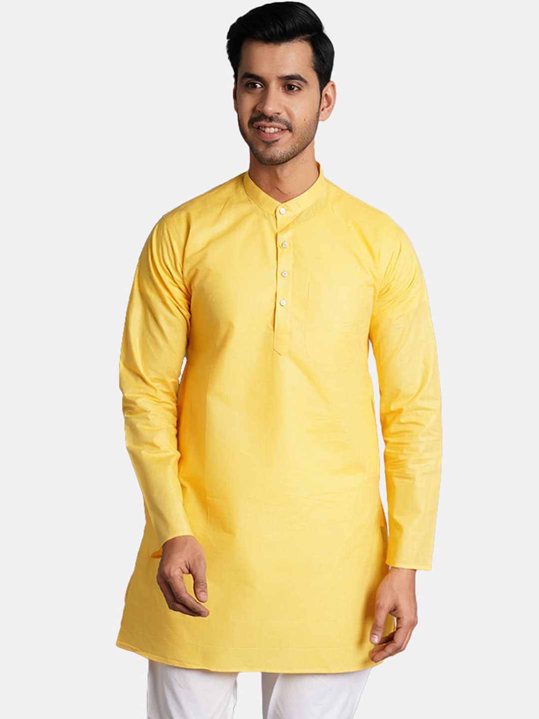 

Wintage Mandarin Collar Straight Regular Kurta, Yellow