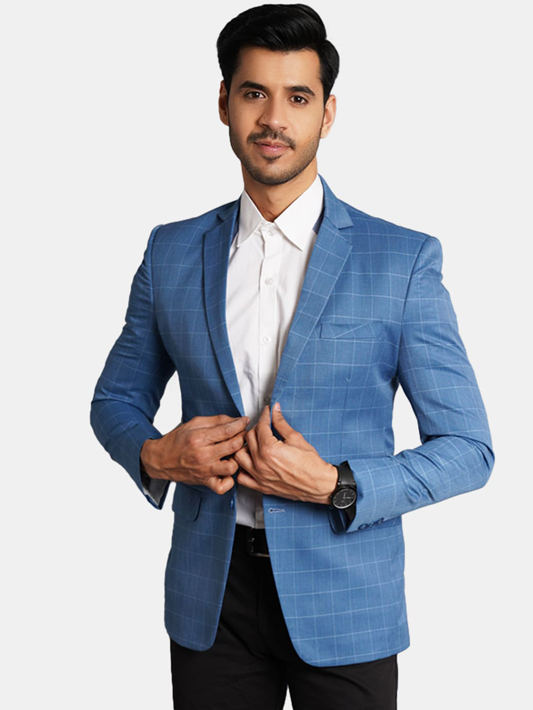 

Wintage Checked Regular Fit Single-Breasted Formal Blazer, Blue