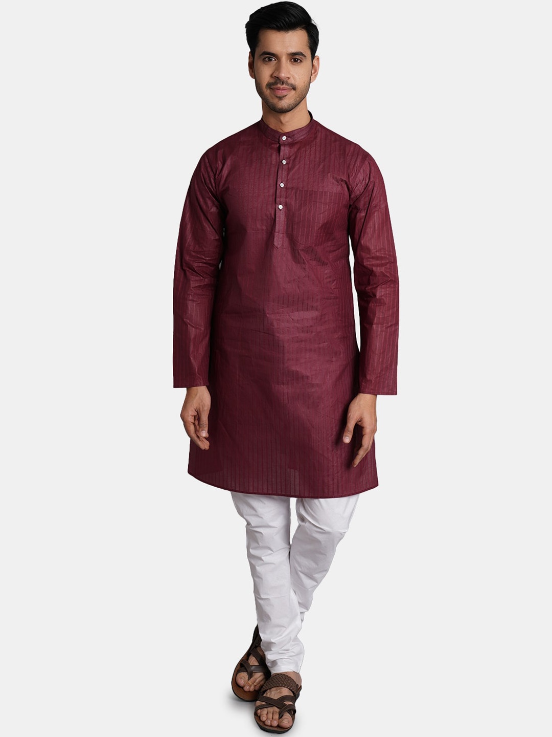 

Wintage Striped Pure Cotton Kurta with Churidar, Maroon