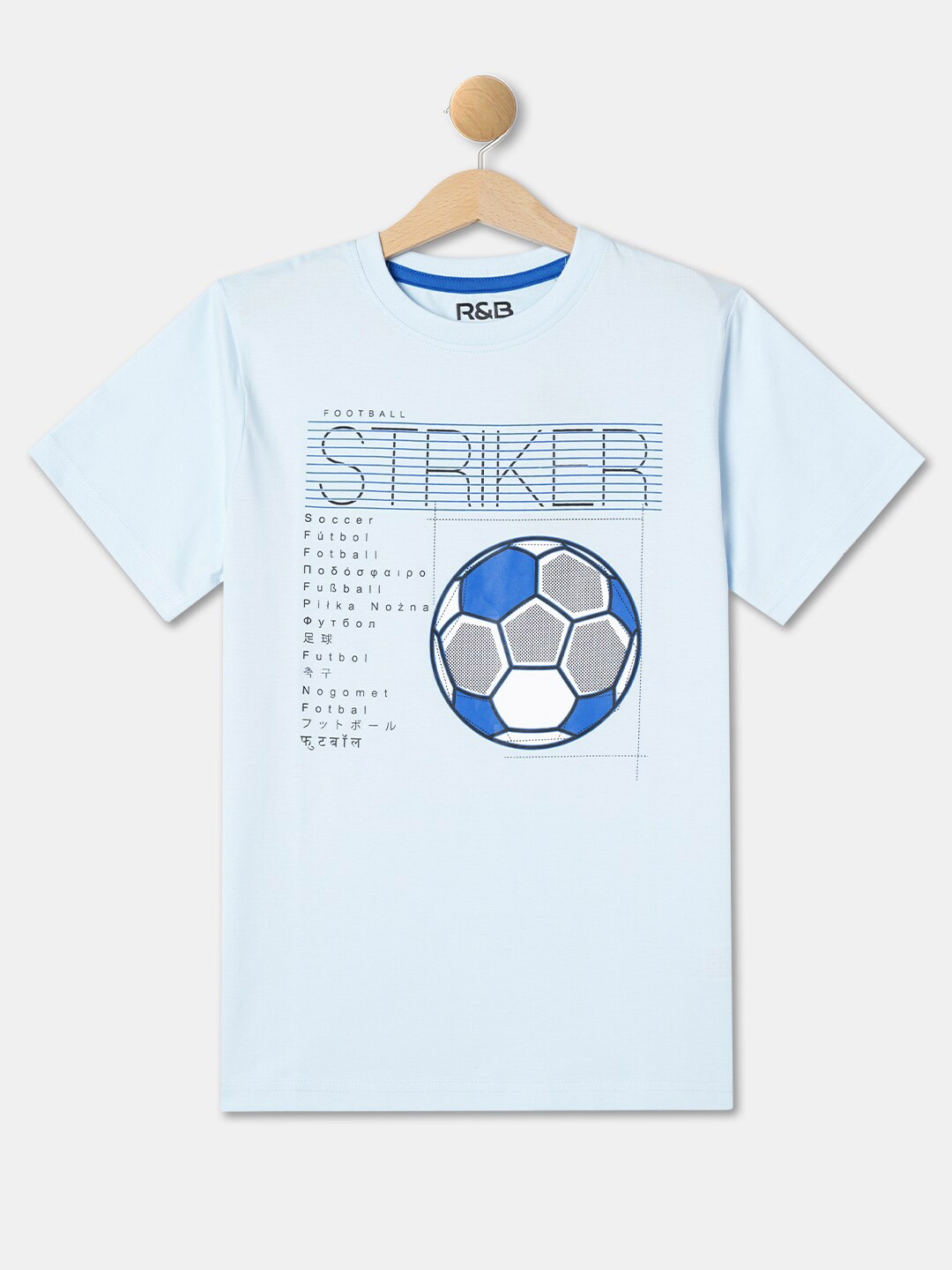 

R&B Boys Round Neck Typography Printed Cotton T-shirt, Blue