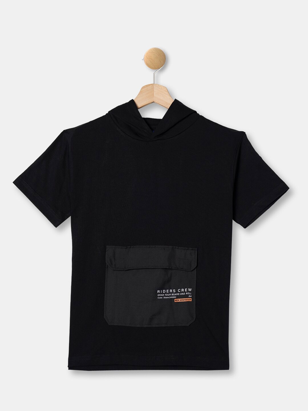 

R&B Boys Black Colourblocked Polo Collar T-shirt