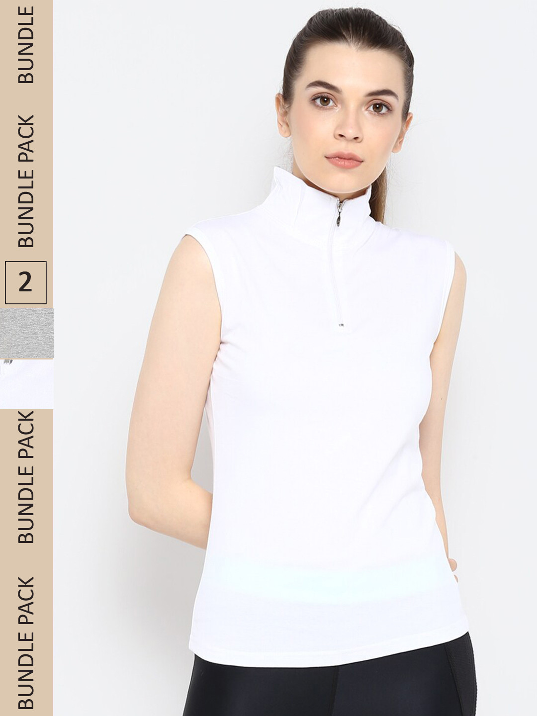 

appulse Pack Of 2 High Neck Running Cotton T-shirt, White