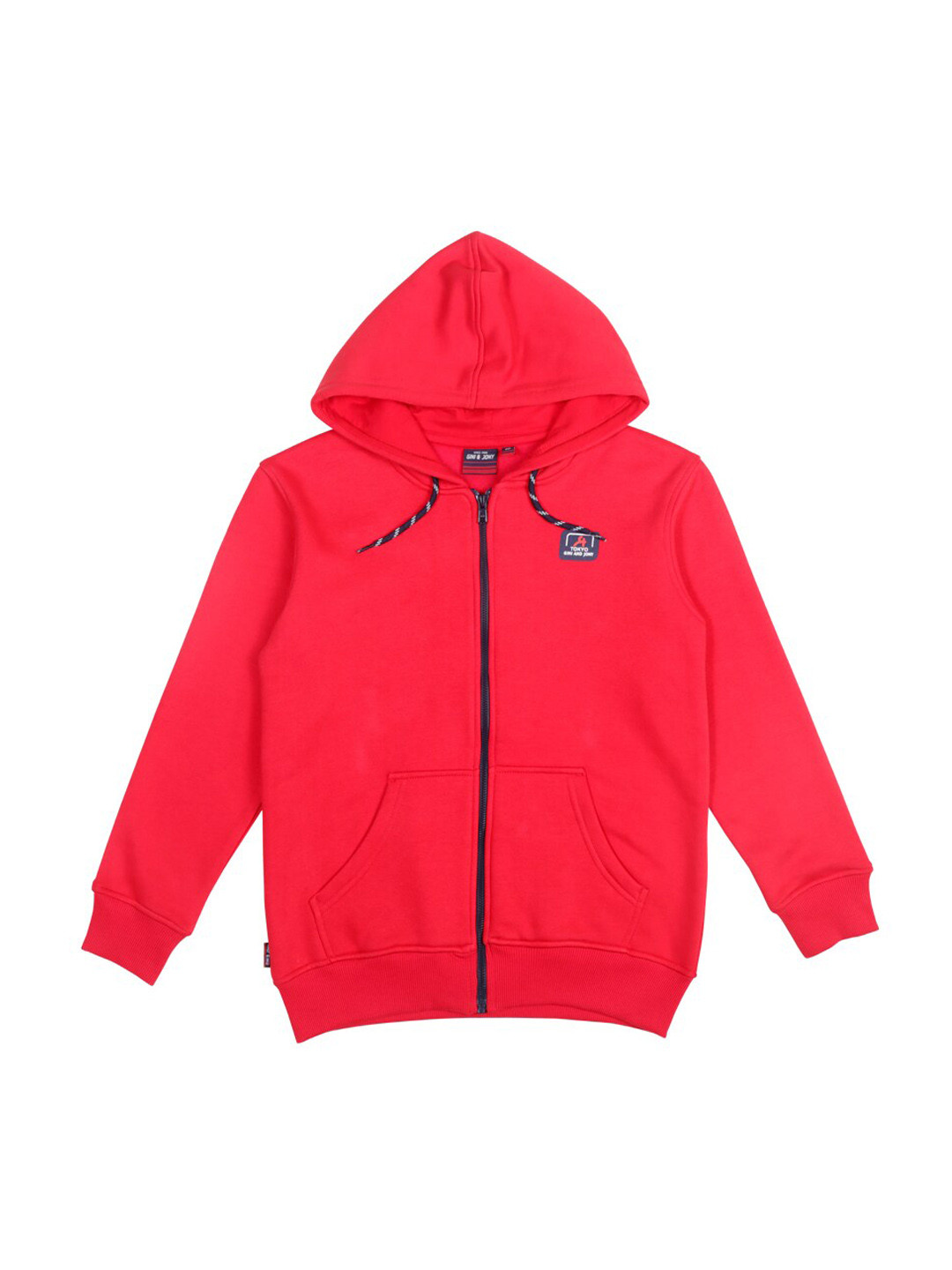 

Gini and Jony Boys Typography Printed Hooded Cotton Bomber Jacket, Red