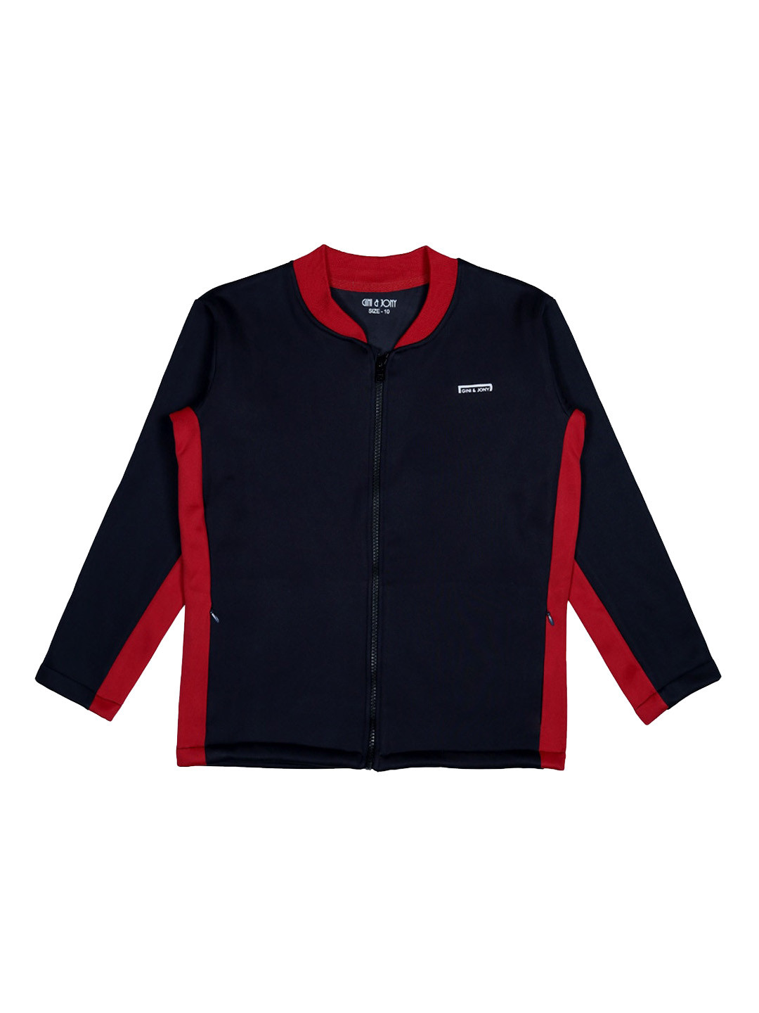 

Gini and Jony Girls Typography Printed Cotton Bomber Jacket, Navy blue