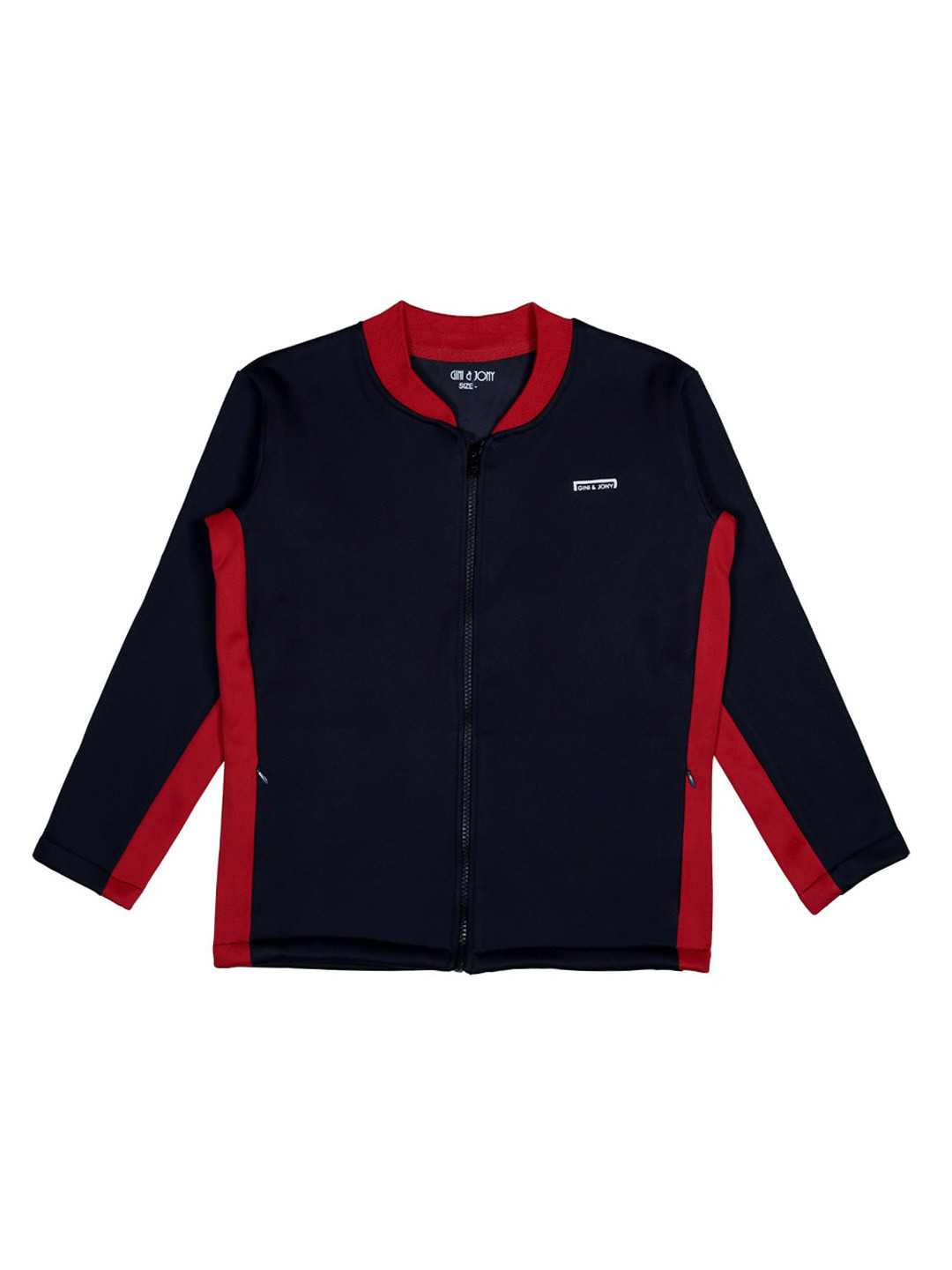 

Gini and Jony Girls Typography Printed Cotton Bomber Jacket, Navy blue