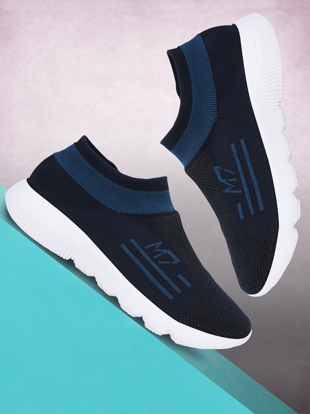 

M7 by Metronaut Men Woven Design Lightweight Slip-On Sneakers, Navy blue