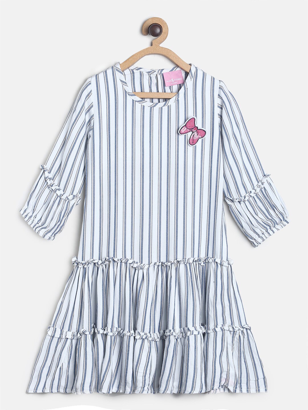 

TALES & STORIES Striped Drop-Waist Dress, White