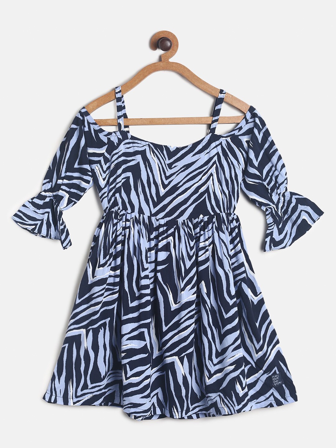 

TALES & STORIES Shoulder Straps Printed Dress, Blue