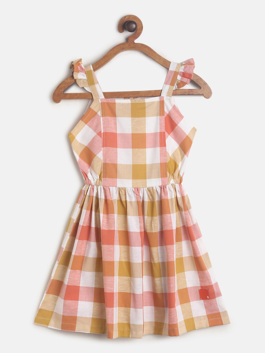 

TALES & STORIES Shoulder Straps Checked Dress, Mustard