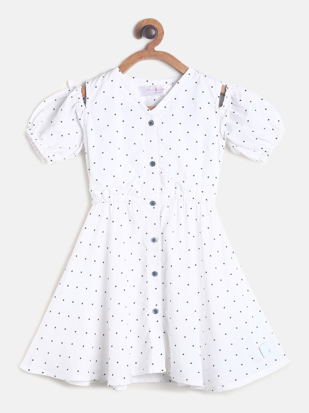 

TALES & STORIES Polka Dots Printed Dress, White