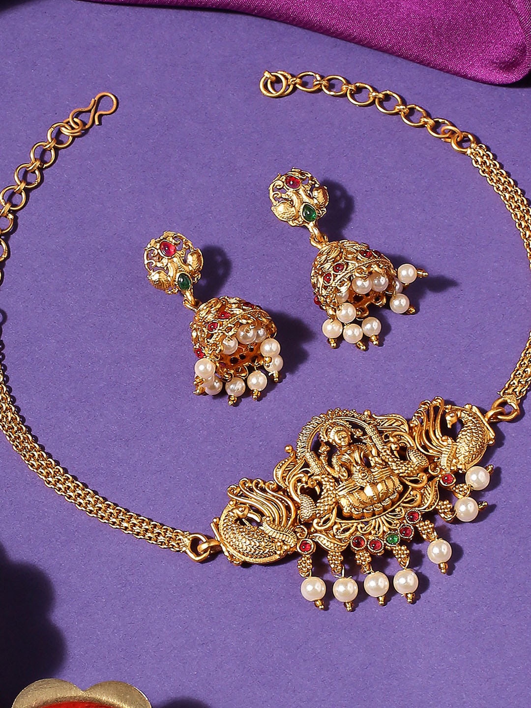 

OOMPH Gold-Plated Stone-Studded & Beaded Antique Jewellery Set