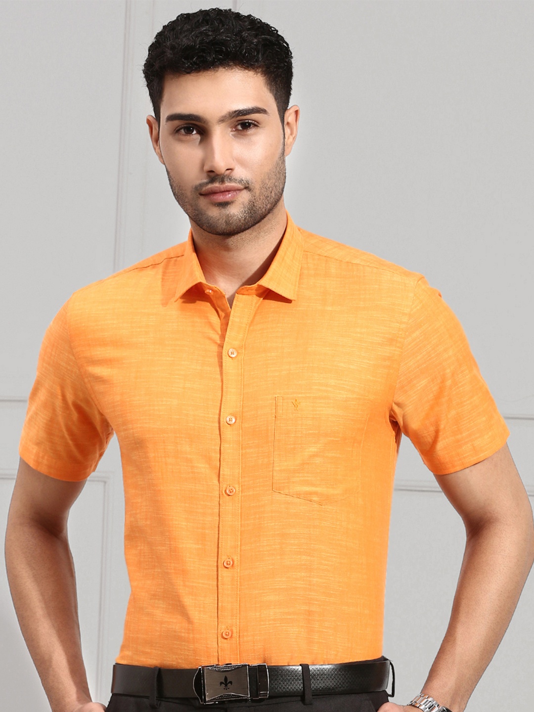 

Ramraj Regular Fit Cotton Formal Shirt, Orange