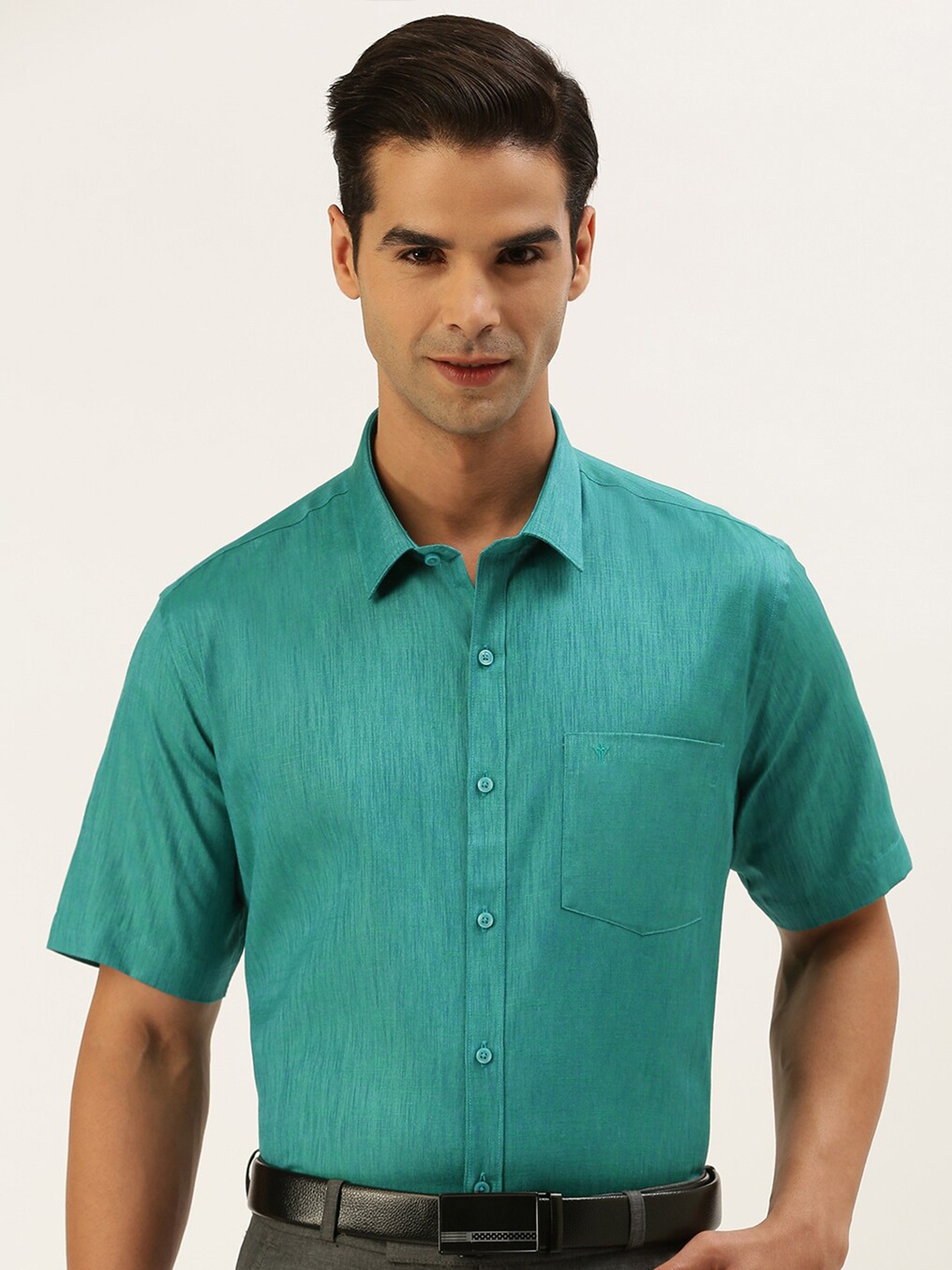 

Ramraj Regular Fit Formal Shirt, Green